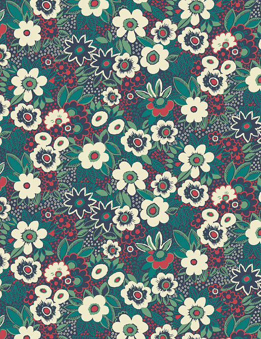 Ткань Blendworth Bazaar Jungle Gardenia/Cerulean