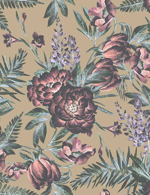 Ткань Marufabrics Florium Magenta/Olive