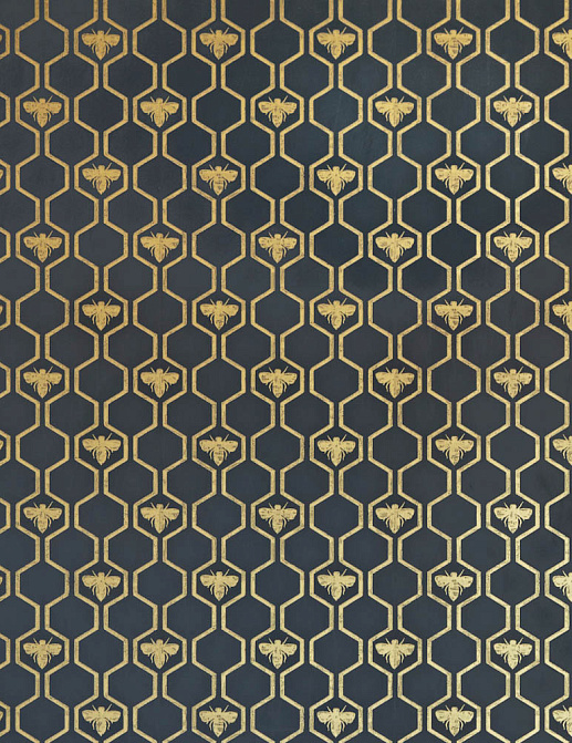 Обои Barneby Gates Book vol.2 BG0700201/Honey Bees/Gold on Charcoal