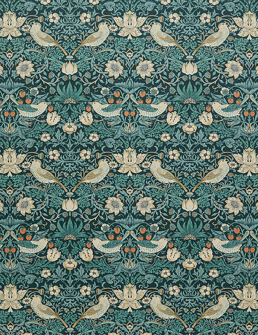 Ткань William Morris At Home Kelmscott Gardens Volume I Strawberry Thief Velvet/Indigo