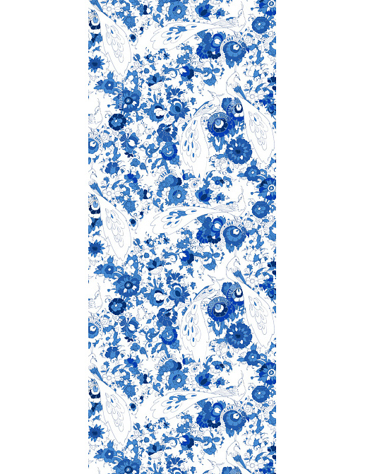 Обои Nicolette Mayer Royal Delft Peacock-Eloquence-Blue-and-White