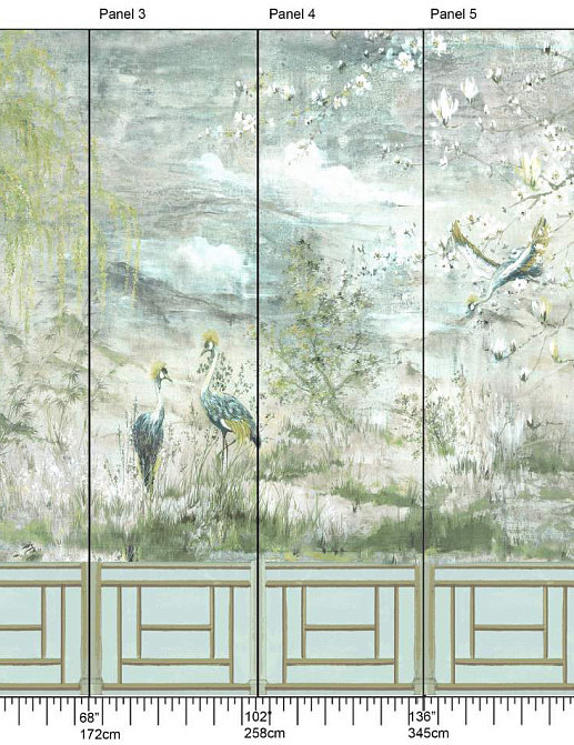 Панно и фотообои Nicolette Mayer Blossom Chinoiserie Crested Crane/Green Gold