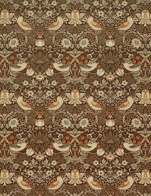 Ткань William Morris At Home Kelmscott Gardens Volume I Strawberry Thief Velvet/Acorn
