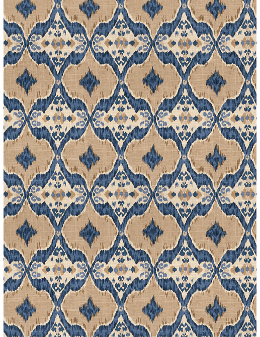 Ткань Fabricut Isabelle De Borchgrave-Color Ocean Nomadic/Indigo