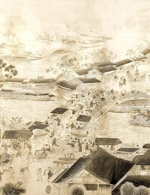 Обои Paul Montgomery Studio Fine Painted Wallpapers Town in Song Dynasty