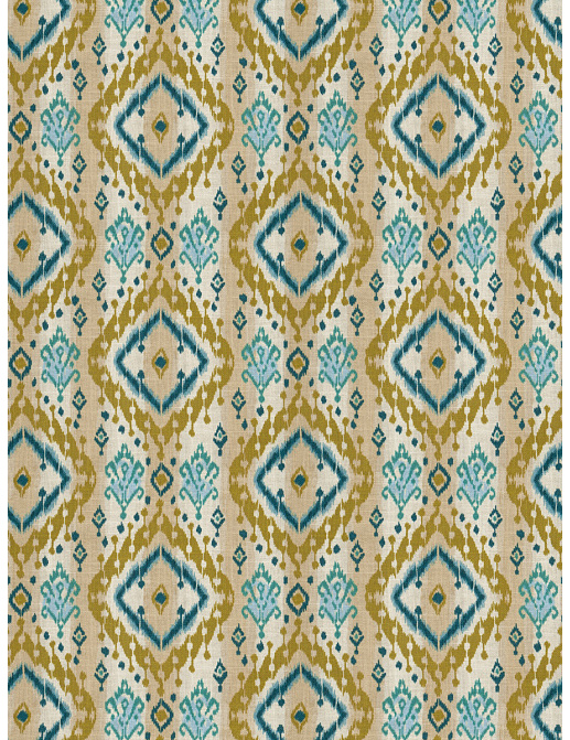 Ткань Fabricut Isabelle De Borchgrave-Color Ocean Ikat paisley/Teal
