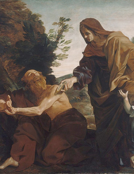 Панно и фотообои Affresco Фрески и фотообои Giovanni Lanfranco Elijah Receiving Bread from the Widow of Zarephath