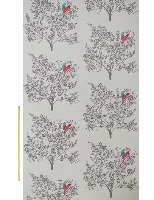 Ткань Sara Miller Volume 1 LoveBirdsVelvetPaleGrey
