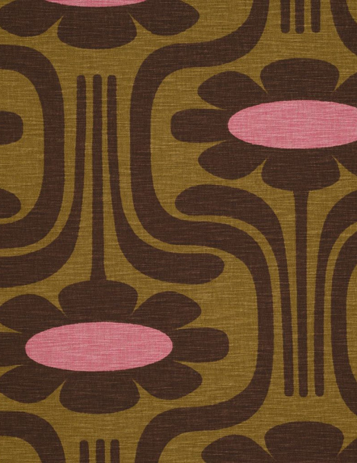 Ткань Orla Kiely Wovens-Volume One SlubCottonClimbingDaisy/OchreTan