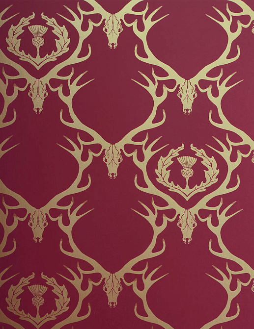 Обои Barneby Gates Book vol.1 BG0100402/Deer Damask/Claret Gold