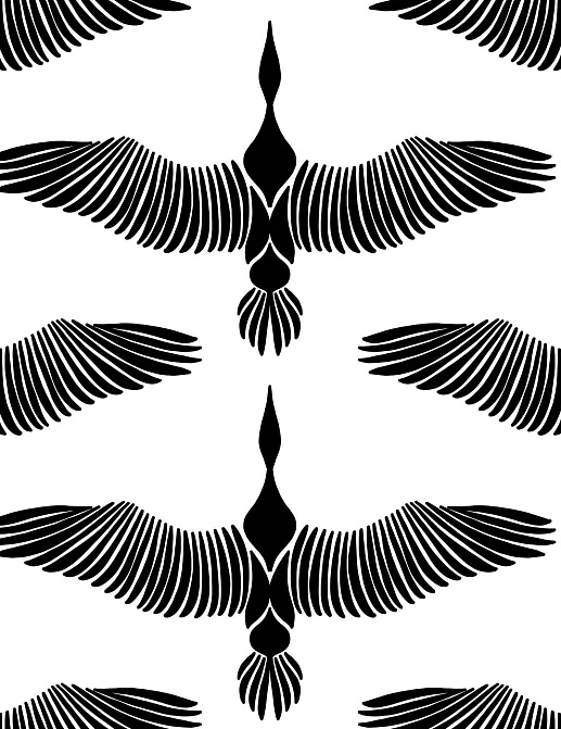 Ткань Marufabrics Collection 2 BirdsBlack