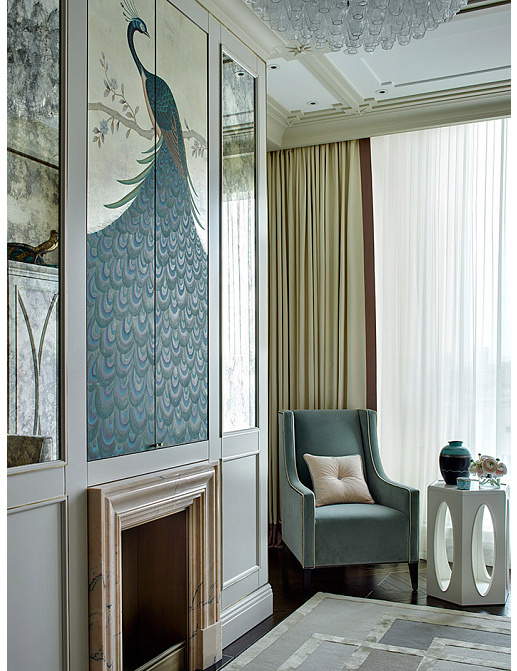 Обои De Gournay Japanese & Korean Whistler Peacocks/K-15