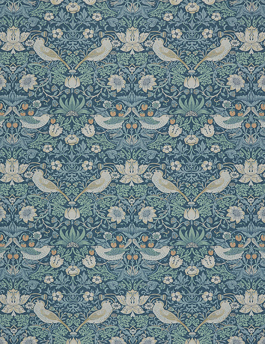 Ткань William Morris At Home Kelmscott Gardens Volume I Strawberry Thief/Woad