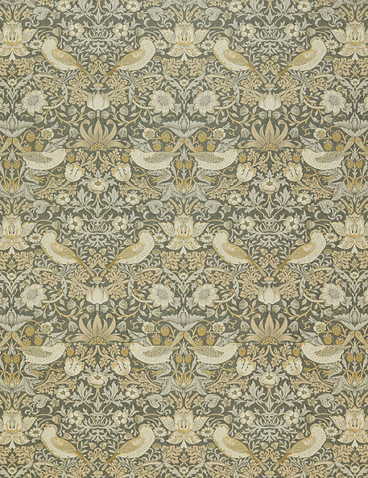 Ткань William Morris At Home Kelmscott Gardens Volume I Strawberry Thief Velvet/Flint