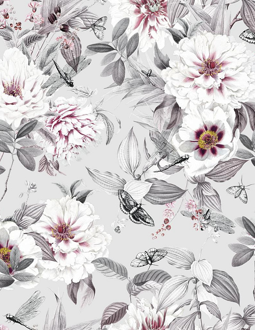 Ткань Marufabrics Florium Wildrose/Grey