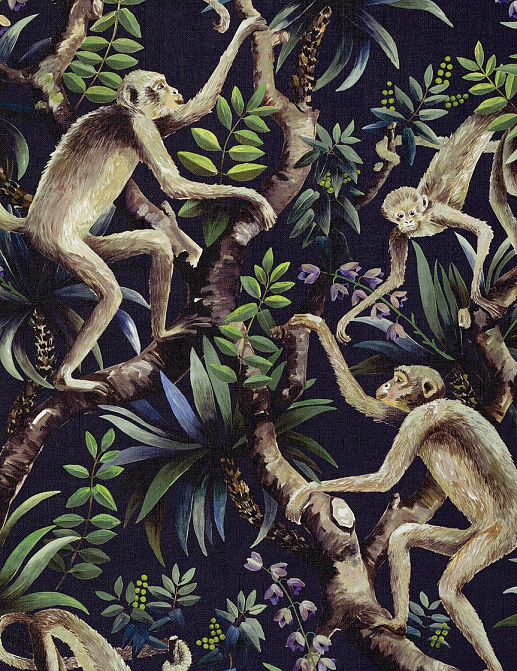 Обои Mokum The Royal Menagerie 13095/514/Monkey Business W/P/Midnight