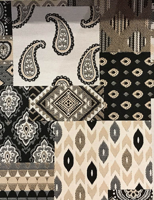 Ткань Galleria Arben Ornament Phuket/323-Black-Beige