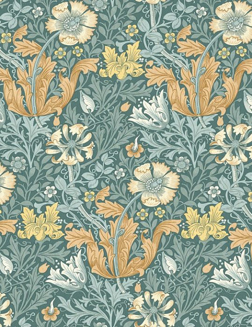 Ткань William Morris At Home Flora & Foliage Volume I ComptonVelvet/Bluebird