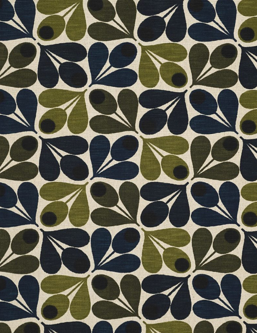 Ткань Orla Kiely Wovens-Volume One SlubCottonAcornCup/DarkMarine