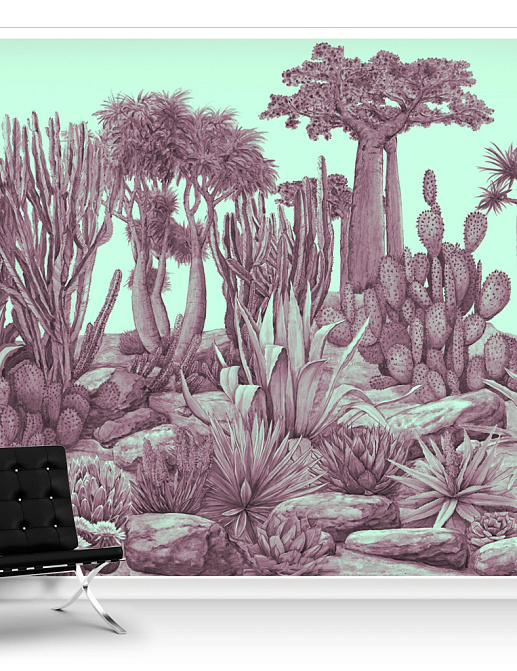 Обои Paul Montgomery Studio Murals For Unique Walls Cactus Garden/Berry