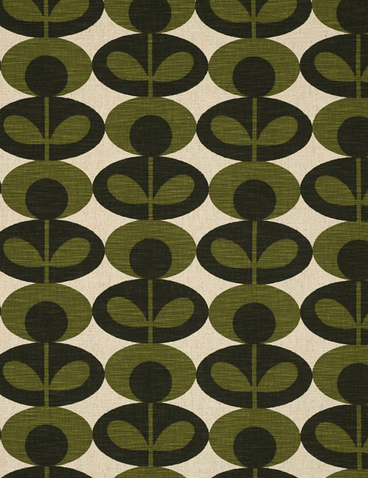 Ткань Orla Kiely Wovens-Volume One SlubCottonOvalFlower/Khaki