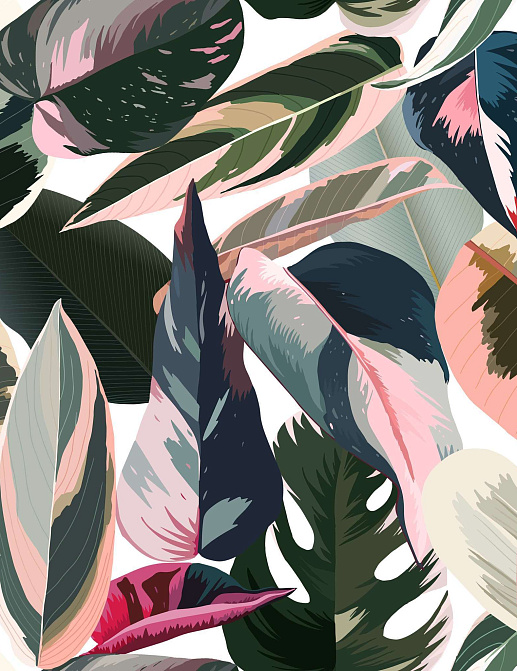 Ткань Marufabrics Collection 1 PinkLeaves