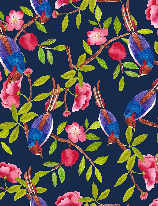Ткань Marufabrics Collection 2 BluebirdsBlue