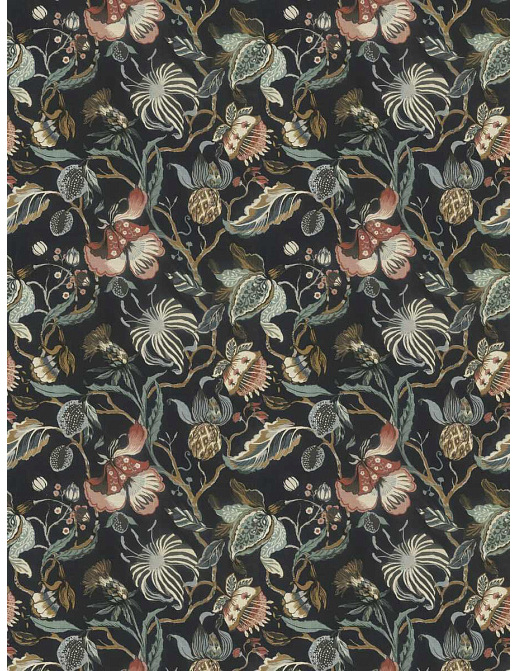 Ткань Fabricut Natural Nuances Vignettes Night Euphorbia/Navy