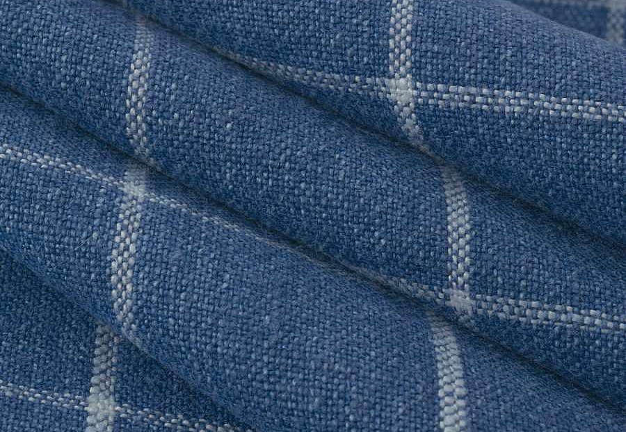 Ткань Fabricut Checks&Stripes Avalon Lane SweetGrass/Cobalt