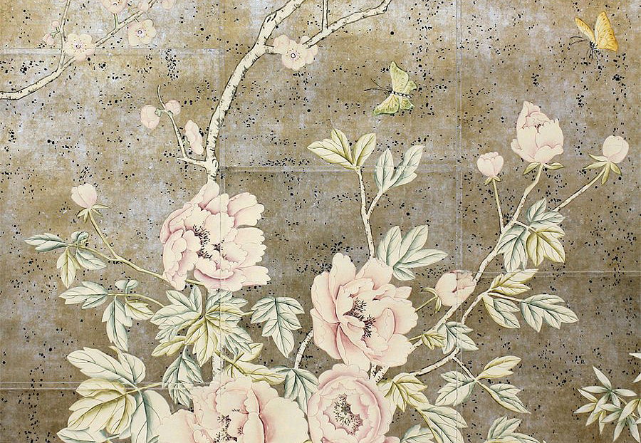 Обои Paul Montgomery Studio Fine Painted Wallpapers Peonies and Blossoms