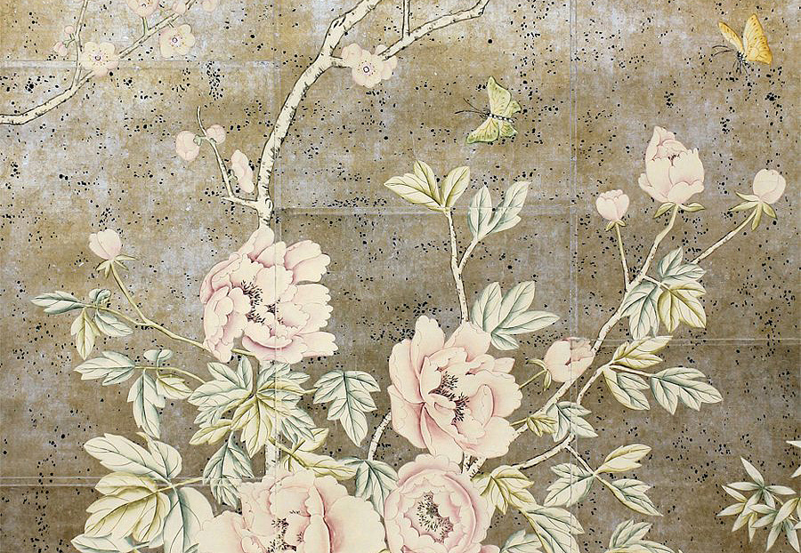 Обои Paul Montgomery Studio Fine Painted Wallpapers Peonies and Blossoms