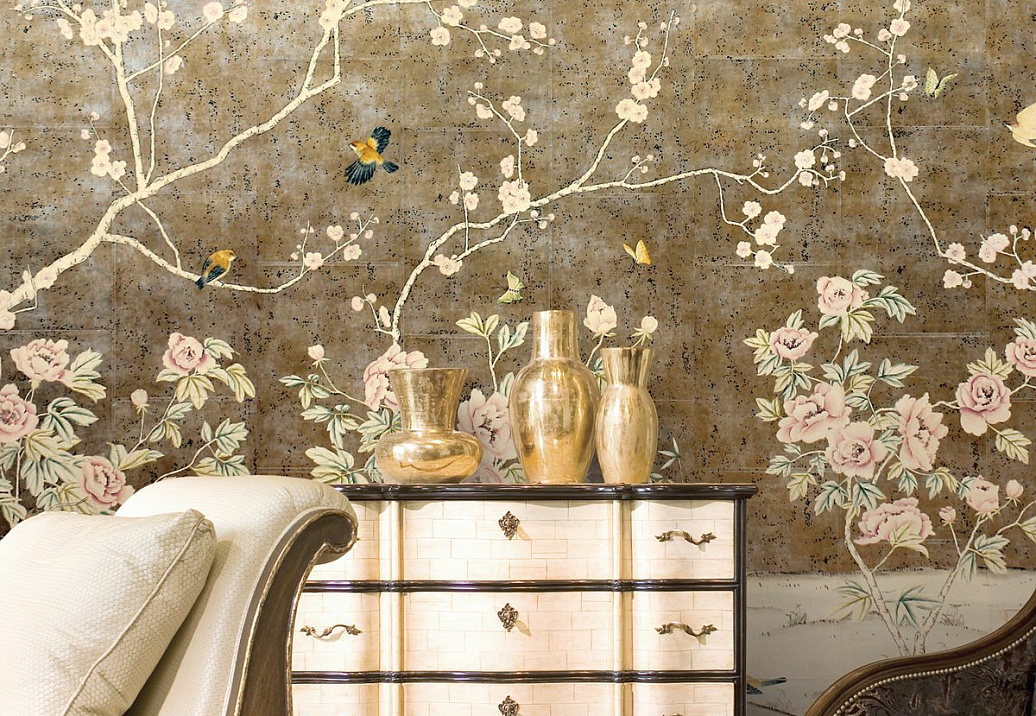 Обои Paul Montgomery Studio Fine Painted Wallpapers Peonies and Blossoms