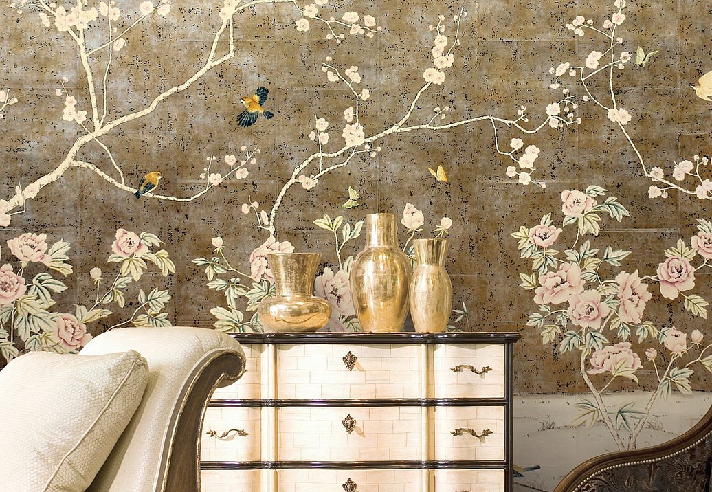 Обои Paul Montgomery Studio Fine Painted Wallpapers Peonies and Blossoms