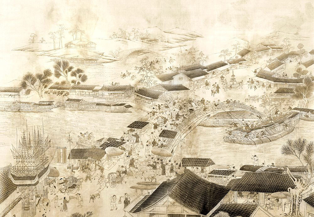 Обои Paul Montgomery Studio Fine Painted Wallpapers Town in Song Dynasty