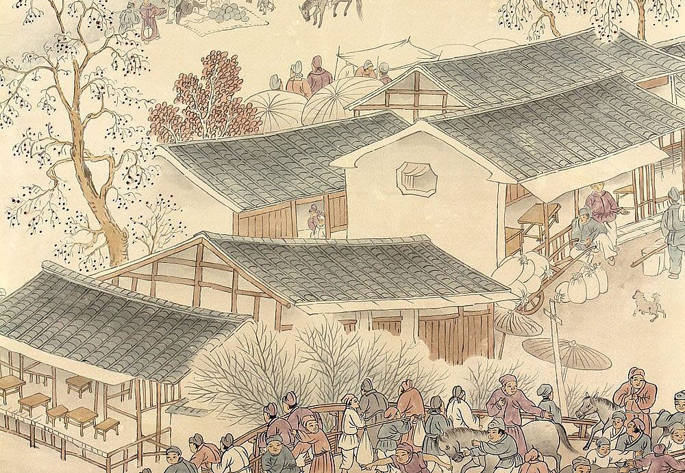Обои Paul Montgomery Studio Fine Painted Wallpapers Town in Song Dynasty