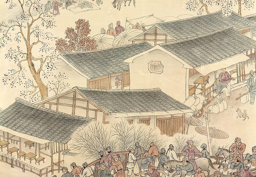 Обои Paul Montgomery Studio Fine Painted Wallpapers Town in Song Dynasty