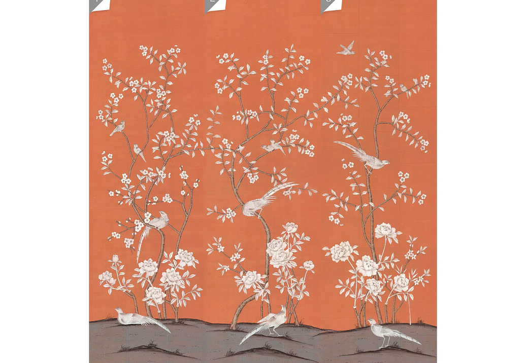 Обои Paul Montgomery Studio Murals For Unique Walls Maysong Paris/Orange