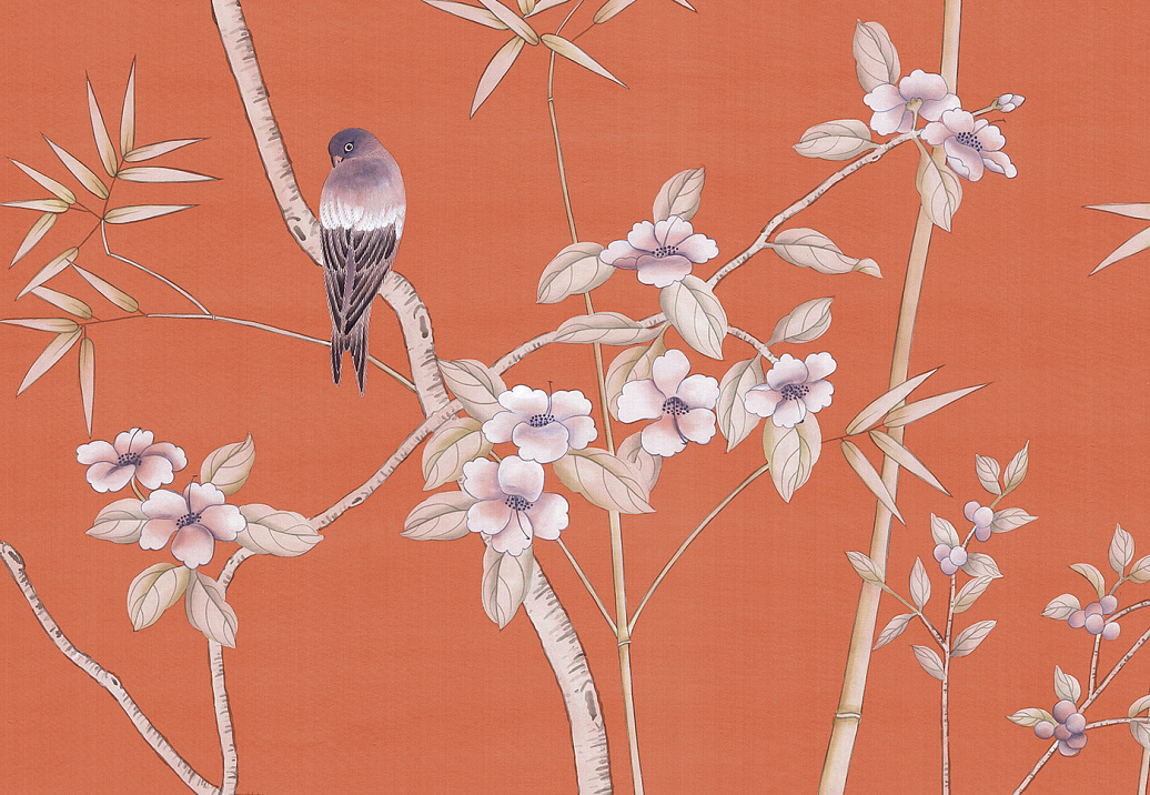 Обои Paul Montgomery Studio Murals For Unique Walls Palace Garden Orange/Orange
