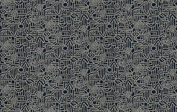 Американская ткань Fabricut, коллекция Chromatics Vol.XXVI Azure, артикул Hieroglyphics/Midnight