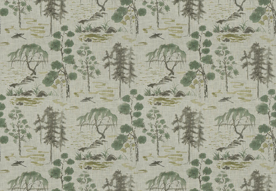 Ткань Fabricut Luxe Nuances Sapphire Forest ValleyOfTea/Celadon