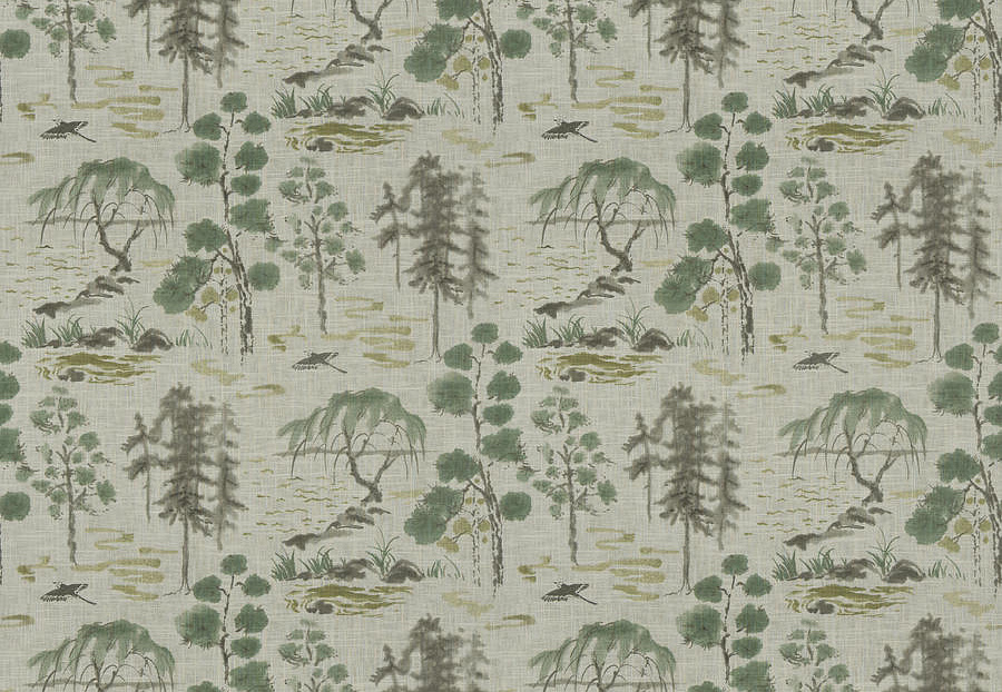 Ткань Fabricut Luxe Nuances Sapphire Forest ValleyOfTea/Celadon