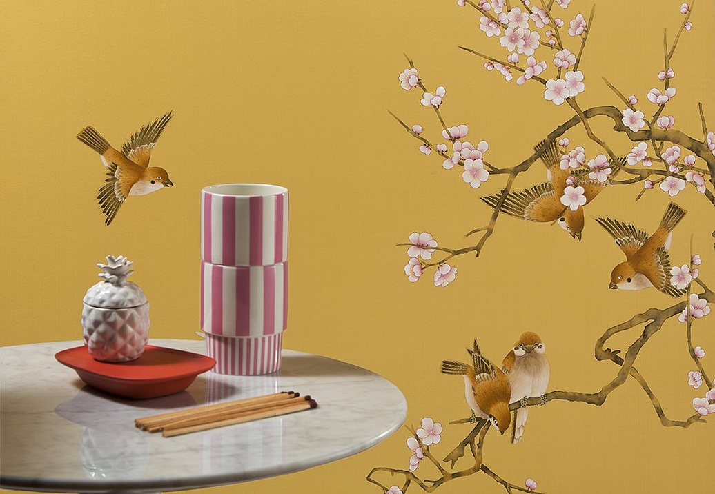 Панно и фотообои Misha Asia Sparrows/Sun Gold