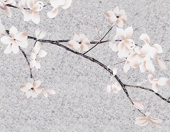 Панно и фотообои Misha Asia White Magnolia/Silver Craquele