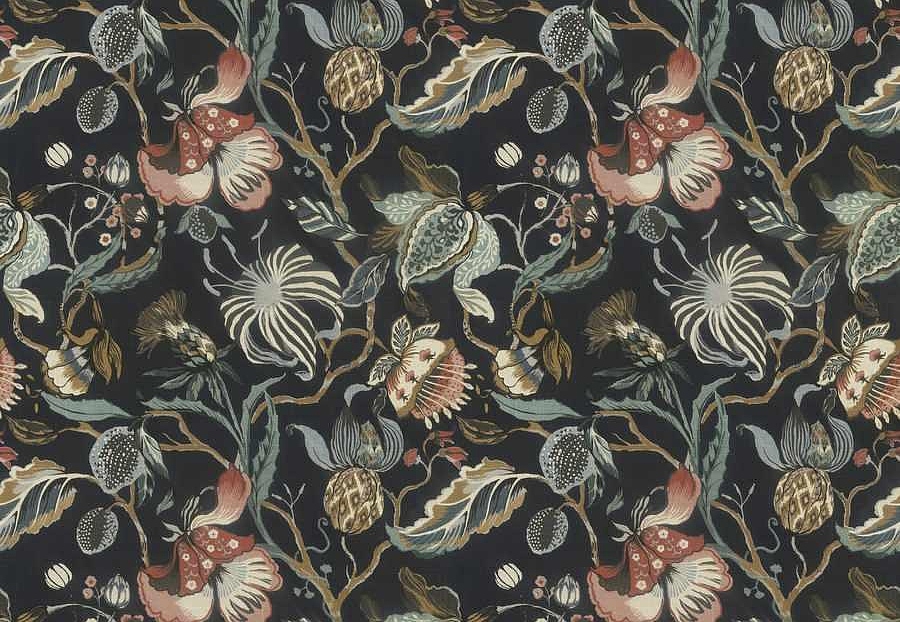 Ткань Fabricut Natural Nuances Vignettes Night Euphorbia/Navy