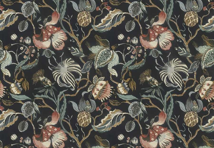 Ткань Fabricut Natural Nuances Vignettes Night Euphorbia/Navy