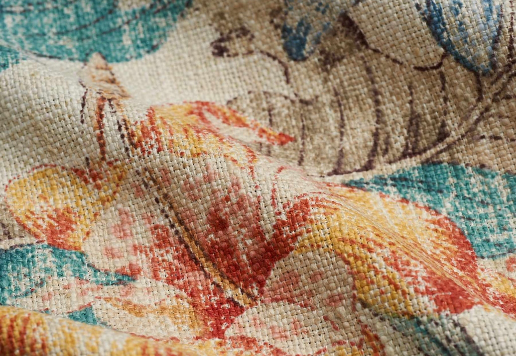 Ткань Fabricut Natural Nuances Vignettes Clay Caledon/CoralTeal