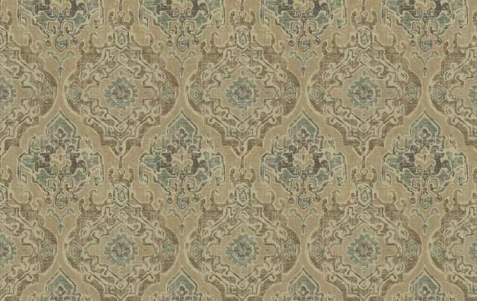 Американская ткань Fabricut, коллекция Natural Nuances Vignettes Java, артикул MirbeckKilim/AquaCopper