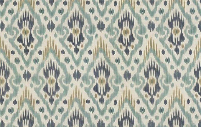 Американская ткань Fabricut, коллекция Natural Nuances Vignettes Juniper, артикул AldrumIkat/Lagoon