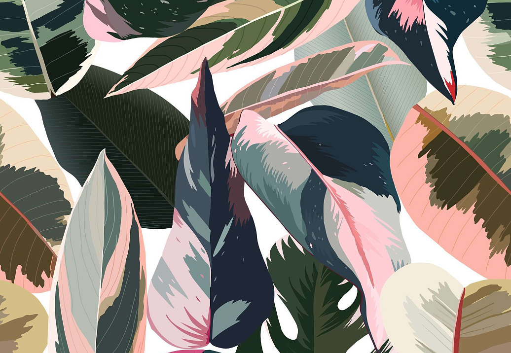 Ткань Marufabrics Collection 1 PinkLeaves