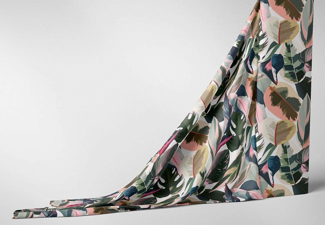 Ткань Marufabrics Collection 1 PinkLeaves